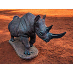 Hand-Carved 39" Ironwood Rhinoceros Carving