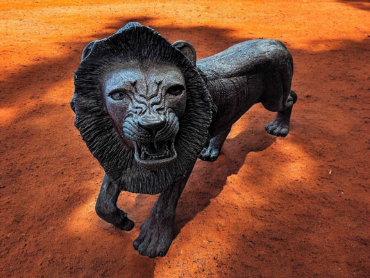 Hand-Carved 39" Ironwood Lion Sculpture