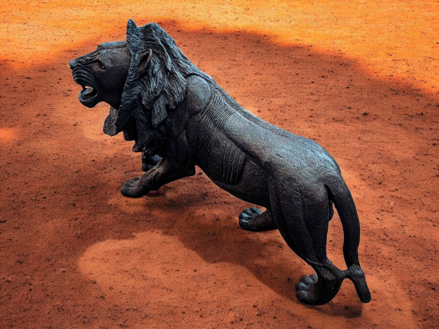 Hand-Carved 39" Ironwood Lion Sculpture