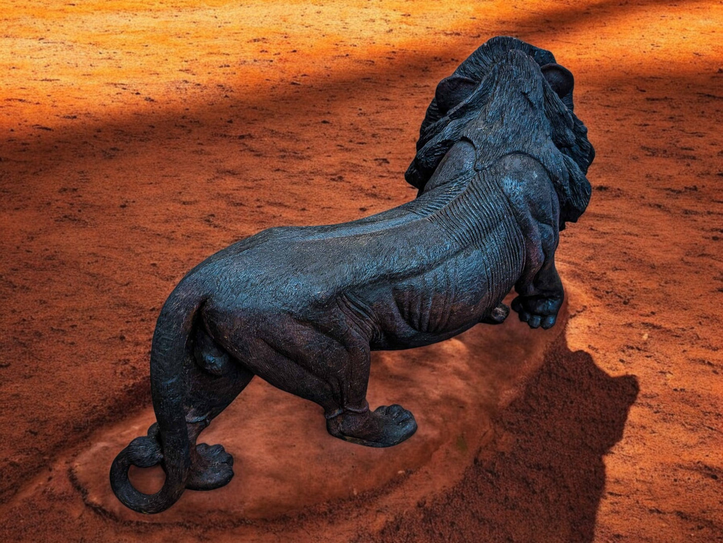 Hand-Carved 39" Ironwood Lion Sculpture