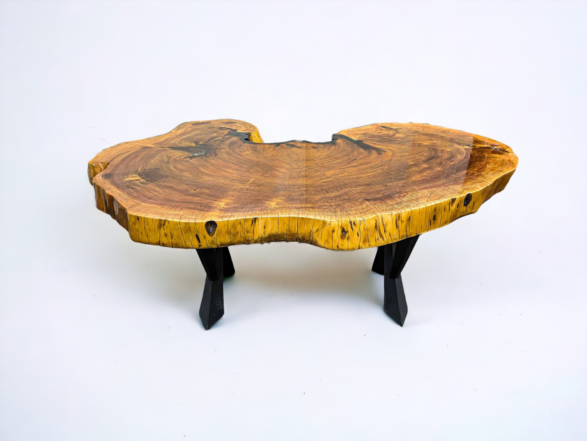 Exotic African Live Edge Brown Ivory Coffee Table (52" x 34")