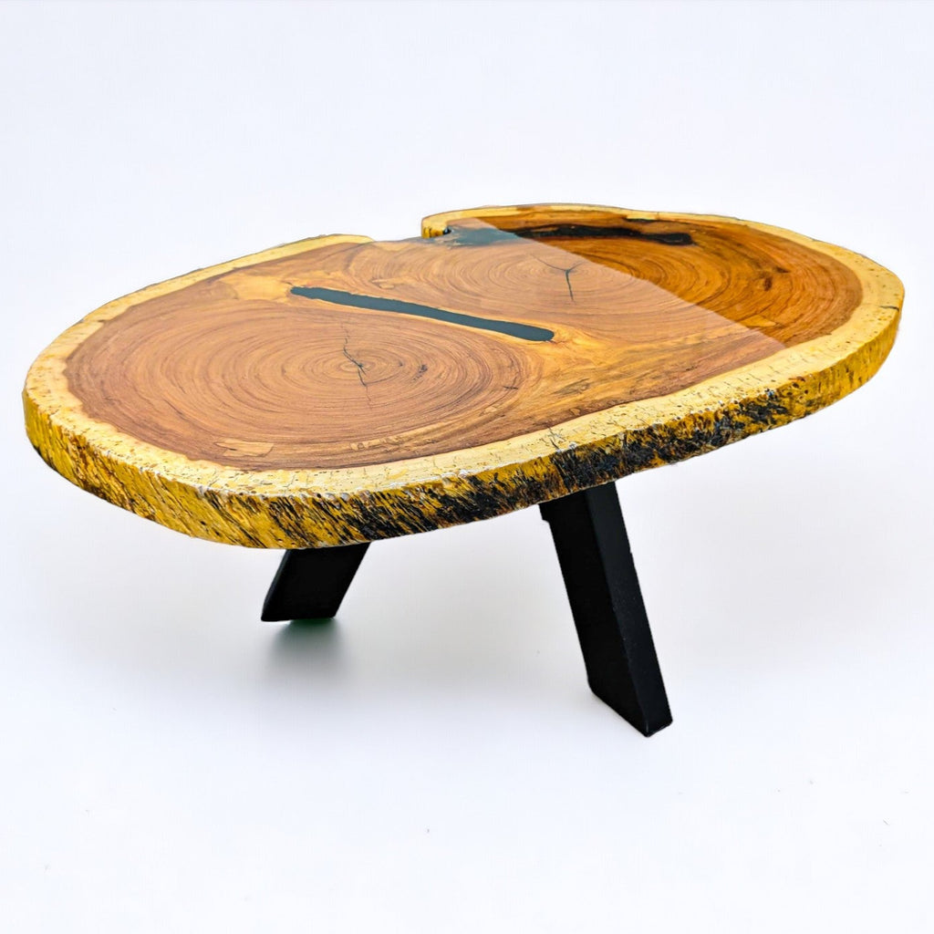 Round Exotic Red Ivory Live Edge Coffee Table (45" x 32")