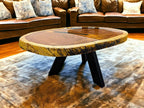 Round Exotic Aged Red Ivory (Brown Ivory) Live Edge Coffee Table (45" x 32")