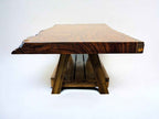 Handcrafted African Sand Teak Coffee Table (L51" x W31") with Live Edge and "Picnic" Styled Legs