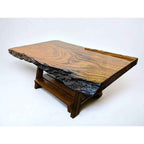Handcrafted African Sand Teak Coffee Table (L51" x W31") with Live Edge and "Picnic" Styled Legs