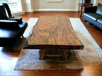 Handcrafted African Sand Teak Coffee Table (L51" x W31") with Live Edge and "Picnic" Styled Legs
