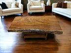 Handcrafted African Sand Teak Coffee Table (L51" x W31") with Live Edge and "Picnic" Styled Legs