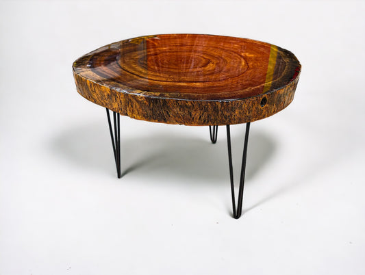 Unique African Live Edge Round Coffee Table (30" x 30")
