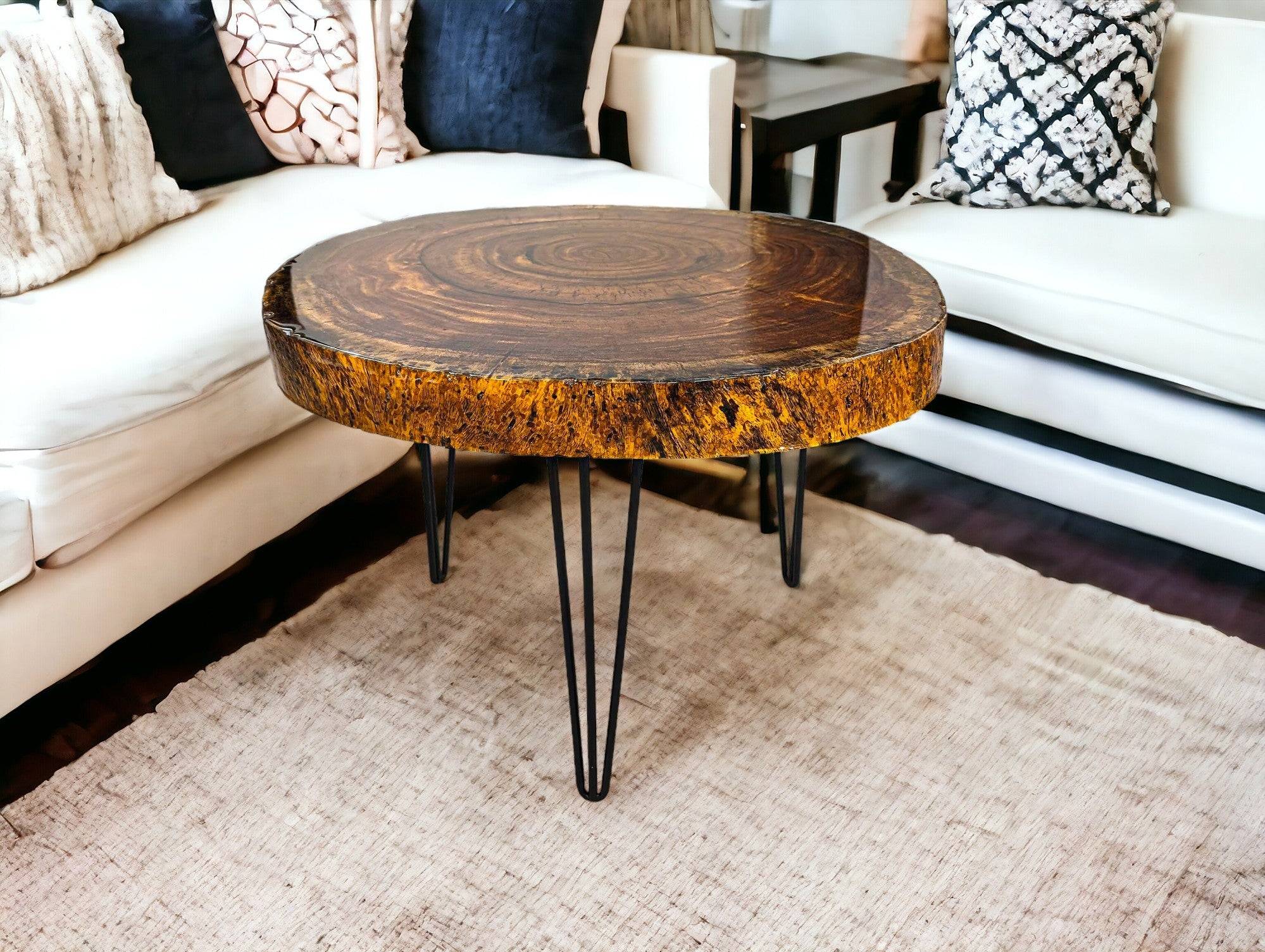 Unique African Live Edge Round Coffee Table (30" x 30")