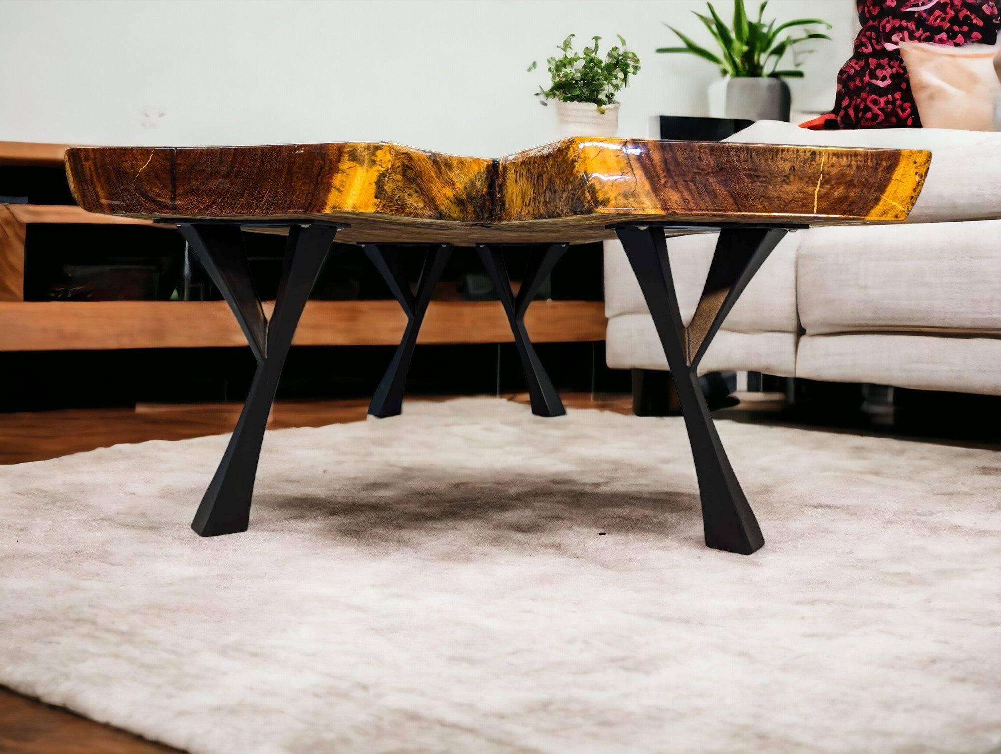 African Live Edge "Y" Shaped Sandkiaat Coffee Table (W37" x L46.5")